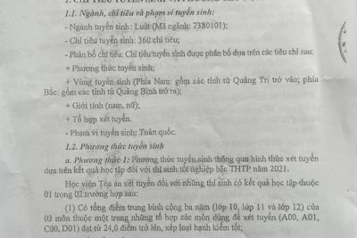 Thông báo Sơ tuyển vào Học viện Tòa án năm 2021