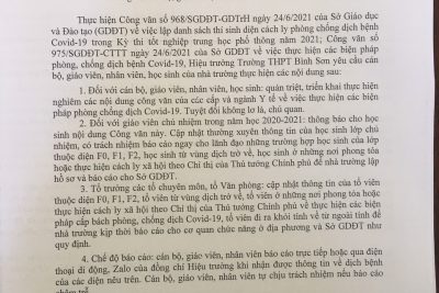 Công văn số 113/CV-BS của Trường THPT Bình Sơn về việc theo dõi, báo cáo tình hình dịch bệnh Covid-19 của cán bộ, giáo viên, nhân viên, học sinh