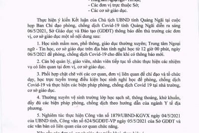 Thông báo về việc cho học sinh nghỉ học để phòng, chống dịch Covid-19